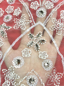 Luxury French Tulle Fabric Beaded Lace Embroidery 2026 Wedding Bridal Party African Bridal Gown Fabric for Special Occasions