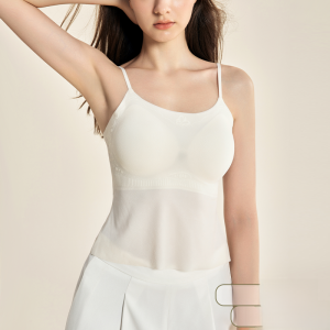 Miiow | Womens Ice Silk Integrated Vest Sweet Style Underwear Base Layer Tank Top With Chest Pad Suitable For All Seasons