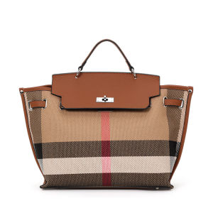 Aidrani Retro bag with flap for women large capacity canvas bag with real cowhide stitching high-end atmosphere novelty