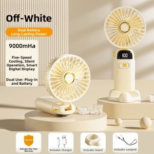 Portable Handheld Mini USB Charging Folding Electric Fan for Office Outdoor Children Students Strong Neck Mounted 2024 New Model