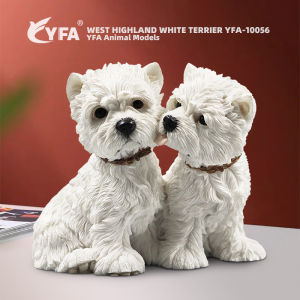 Jijiamei YFA Direct Sales West Highland Couple Dog Artificial Dog Model Car Decoration Resin Crafts Souvenir