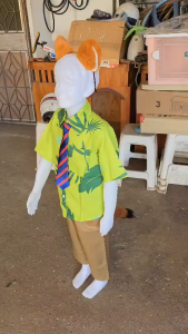 3PCS Zootopia Nick Wilde Cosplay Costume For Kids Pink Green Summer Shirt tie pants Anime Uniform Men Halloween Costume party prop