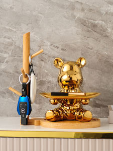 Modern Minimalist Ceramic Bear Key Storage Tray Entrance Hall Decorative Accessories Luxury Living Room Decorations Money Bank