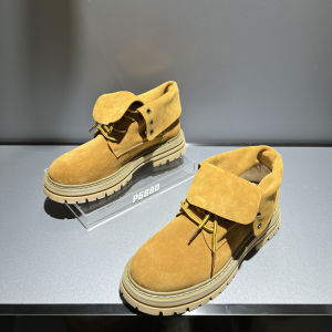 Mens Martin Boots High Top British Style Full Cowhide Spring Autumn Rubber Outsole round Toe Thick Bottom Comfortable Shoes