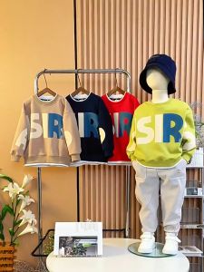 เสื้อกันหนาวโสด เสื้อกันหนาวเด็กโต ดีไซน์สองชิ้นปลอมสไตล์เกาหลี เสื้อสเวตเตอร์แขนยาวผ้าฝ้ายแท้สําหรับเด็กโตกลางและโต 23818