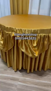 VDMG LINEN SHOP - Scallop Style Round Table Cover - Elegant Round Table Cover (Satin Fabric)