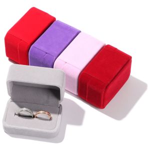 LINSBAYWU Engagement Square Wedding Display Box Couple Double Ring Box Velvet Jewelry Case Storage Box