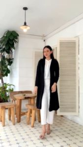 Cardigan Wanita Outer Atasan Muslim 710 - Luaran Muslim Cardigan tebal buble crepe Coklat Tua