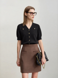 AMII | French Style V-Neck Slimming Knitted Cardigan