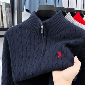 เสื้อสเวตเตอร์แบรนด์ Heshi แฟชั่นอเมริกัน ปี 2025 สไตล์วินเทจ คอตั้ง ซิป ปักลาย ถักลายเกลียวขนมปังทอด 3 มิติ เสื้อถักสำหรับฤดูใบไม้ร่วงและฤดูหนาว