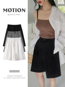 กางเกงขาสั้นผู้หญิงทรงหลวมเอวสูงสีดำ ทรงเอ ทรงหลวม ทรงสลิมฟิต กางเกงขายาวทรงขากว้าง 5 นิ้ว สไตล์เกาหลี ทรงลำลอง