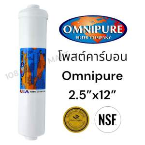 โพสต์คาร์บอน Omnipure K33 ของแท้ 100%  NSF อเมริกา เส้นผ่าศูนย์กลาง 2.5 นิ้ว ยาว 12"