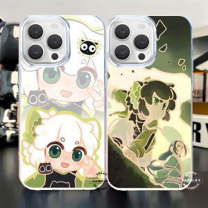 Aurora GOLD iPhone 16 pro Max Comic Artwork Little Blacks Character Silicone Protective Phone Case Dual-layer Structure