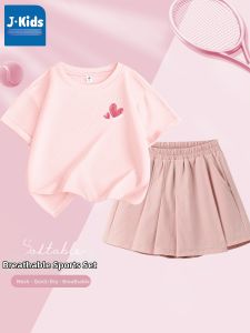 JKIDS | Quick-Dry Summer Wear Set For Girls Ice-Silk T-Shirt and Skirt