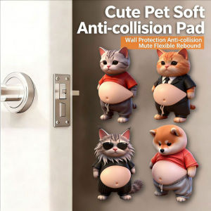 Polocat Cat & Dog Silicone Bumper Pads Door Handle Wall Protector Stickers Cute Soft Kitty Belly Cushion Door Stopper for Furniture Protection