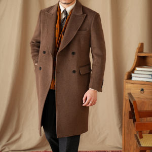 Mr. Lusan Shen Suit British Italian Winter Wool Chastfield Double Breasted Mid-Length Coat Outwear