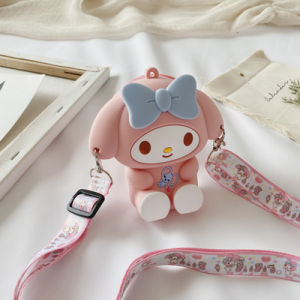 Cute Cartoon Baby Girl Mini Shoulder Bag Fashionable Crossbody round Bag Summer 2020 Soft PU Leather Zipper Closure Casual