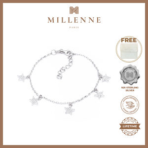 MILLENNE Match The Stars Stars Charm Studded Cubic Zirconia Silver Bracelet with 925 Sterling Silver (MLP-01)