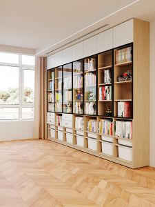 KEBIXIONG | Dustproof Wooden Childrens Bookcase with Glass Doors