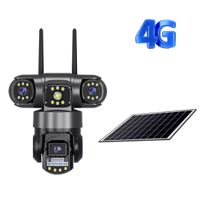 LLSEE V380 Solar 4G IP Camera Outdoor 12MP 6K Triple Lenses Triple Screens Security Video Monitor Night Vision Waterproof CCTV Cameras