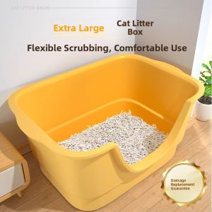 MONLEYTA | Large Open-Top Cat Litter Box Anti-Splash Odor-Proof Cat Toilet Giant Sand Tray For Cats Pet Supplies Cat Litter Companion