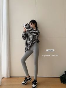 กางเกงลำลองผู้หญิงทรงสลิมฟิต 9 ฟุต พิมพ์ลายหมีสปอร์ต Pure Cotton ยืดหยุ่น เอวยางยืด ระบายอากาศได้ดี กางเกงขาสั้นผู้หญิงฤดูใบไม้ร่วง 2024