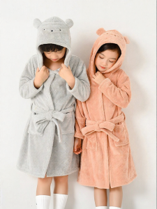batubatu | Thick Flannel and Coral Fleece Childrens Bathrobe Set Home Wear