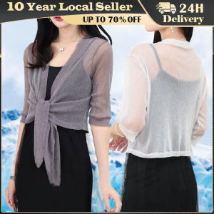 Women Sunscreen Cardigan Long Sleeve Wraps Solid Color Loose Fit Sunscreen Shirt with Lace-up Breathable Thin Coat Elegant Lace Thin Cardigan Summer Half Sleeve All-match Simplicity Short Street Casual Tops Fashion High Street Women Clothing