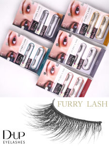DUP Furry Lash Natural Black Thickened 3D Stereo Processed False Eyelashes Thin Stem High Quality Easy to Use Normal Specification