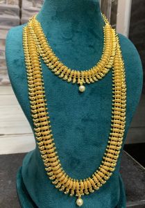Indian Jewellery Traditional Gold Mango Aaram and Necklace Set. (WJ-160)