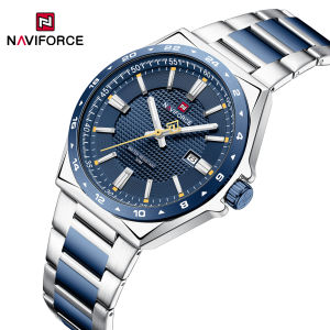 NAVIFORCE Original Watch for Men Calendar Simple Dial 30m Waterproof Brand New Stainless Steel Strap Luminous Hands Mens Casual Fashion Watches NF9266