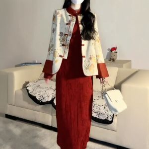 CHANGTONG | Elegant Formal Chinese Style Red Two-piece Cheongsam Spring 2026