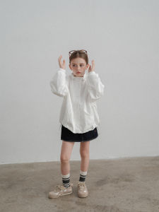 PISSELLI round Neck Casual Jacket for Girls Polyester Fiber Autumn Wear Versatile Mid-to-Big Kids Fashionable Lightweight Top