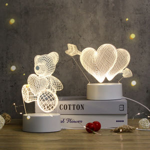 Creative Gift LED Acrylic 3D Night Lamp Energy Saving Bedroom Lamp Cute Cartoon Lampshade Souvenir