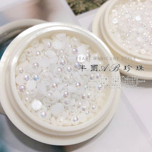 Semicircle No Peeling AB Color Flat Bottom Pearl Magic Color Beige Semicircle Pearl Nail Decorative Diamond Japanese Style Mixed Manicure