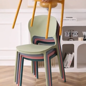 【Daily Suki Store】Nordic Style Plastic Dining Chair - Stackable Thickened Seat with Backrest Multi-Use Study/Office/Kitchen Chair for Home & Cafés Lightweight & Durable"