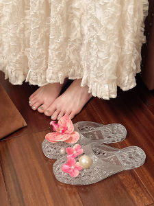 JIFANPAUL | Transparent Crystal Jelly Soft Soled Womens Half Slippers