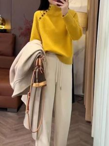 Trendy High Neck Knitted Sweater Loose Base Layer Top for plus Size Women Autumn Winter New Arrival Comfortable Breathable