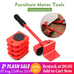5 In 1 Furniture Mover Set 360 Degree Rotation With Universal Wheel Transport Lifter Heavy Stuffs Moving Wheel Roller Bar Hand Tools