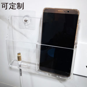 กล่องใสของตกแต่งบ้านแบบติดผนัง Acrylic ใส ไม่มีรอย ชั้นวางโทรศัพท์มือถือในห้องน้ำ กล่องใสของเครื่องควบคุมปรับอากาศแบบไม่ต้องเจาะ