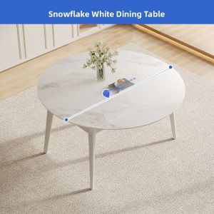 Modern Cream Extendable Dining Table for Small Spaces