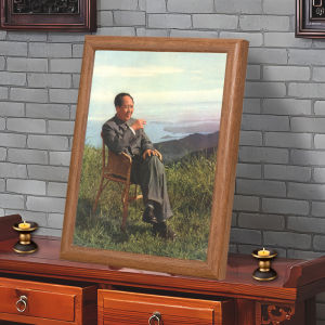 Mao Zedong Portrait with Frame Living Room Office Decorative Painting Tabletop Display Chinese Traditional Style Matte Paper Artwork