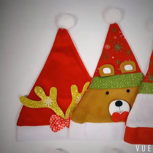 Christmas Hat Flannel Xmas Santa Claus Snowmen Christmas Party Hat for Adults and Kids Xmas Decor