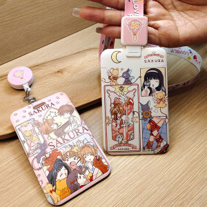 Adorable Little Sakura Expandable Retractable Card Holder Easy Clip School ID Badge Lanyard Student Campus Access Control Card Case