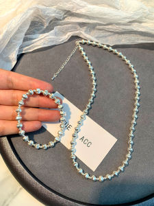 Silver Matte Ball Necklace Womens Cat Eye Brushed Small Luxury Clavicle Chain Bracelet Heavy Duty French Style Accessories