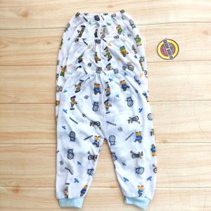 Promo 6 pcs dan 12 pcs celana panjang bayi 0-12 bulan putih Motif Doraemon