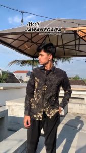 BATIK PUTRA JAWA Motif Jawanegara Hijau Kemeja Batik Pria Slimfit Premium Bahan Katun Lapis Furing