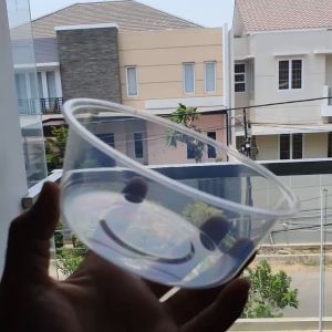 Thinwall mangkok 500ml + tutup / bulat / bowl tempat makan plastik bening KLIR - ANTI BOCOR - ANTI PECAH isi 25pcs