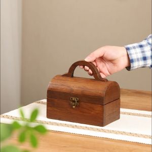 ไทยบ้านโต๊ะเครื่องประดับไม้เนื้อแข็งกล่องเครื่องประดับแบบพกพากล่องเก็บเคาน์เตอร์เครื่องสำอางวินเทจกล่องเก็บไม้
