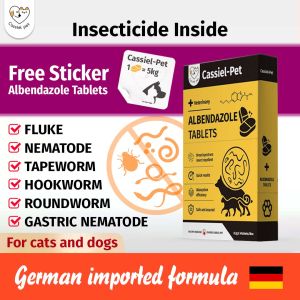 Cassiel Pet Derworming Tablet Dewormer For Adult Dog Puppy & Cats Kittens Deworming Deworm Treatment Albendazole Tablet